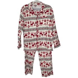 Hanna Andersson Reindeer Flannel PJ Set XS Women's